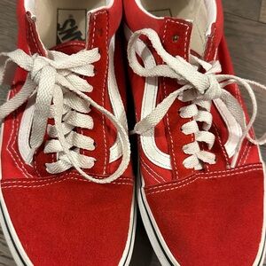 Vans Red and White Old Skool Sneakers